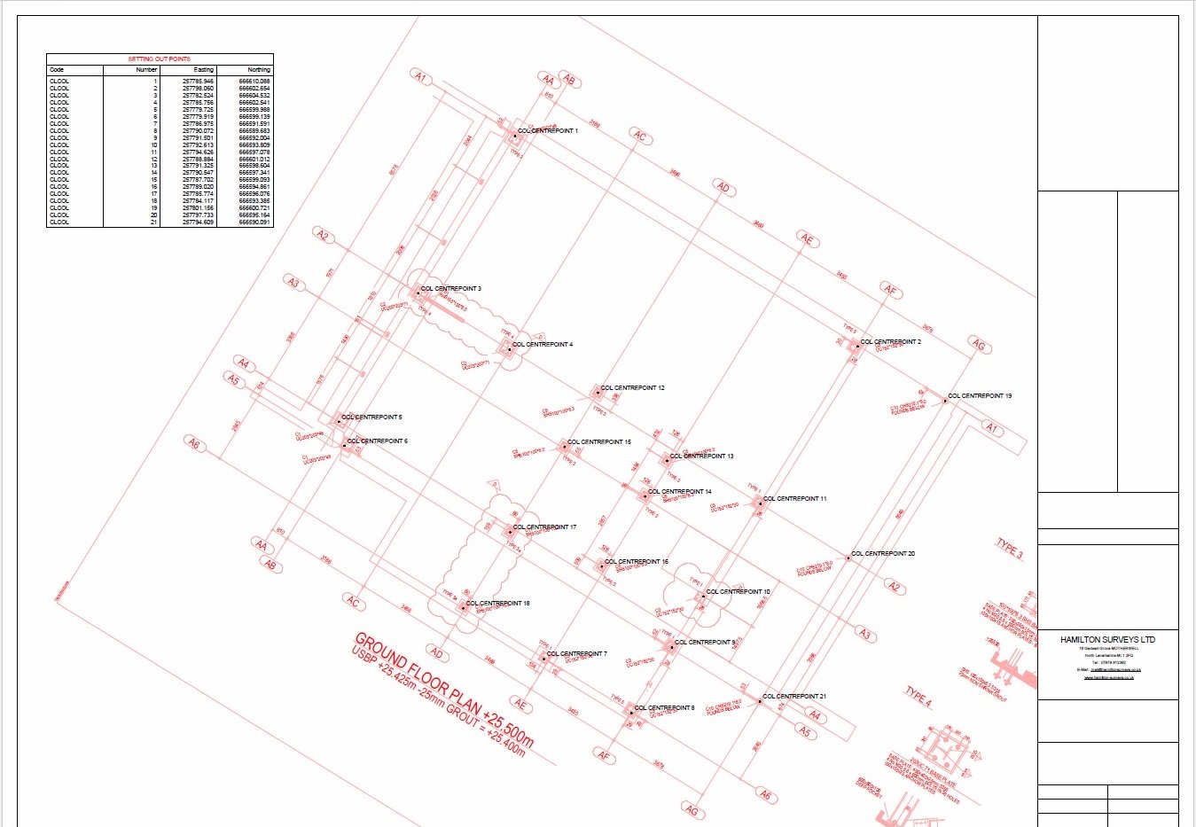 Steel Frame Building Column Setting Out